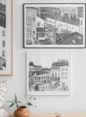 liveart进口瑞典fine little day新品 素描城市 小众原版装饰画芯