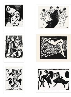 liveart德国画家Ernst Ludwig Kirchner 黑白版画系列 原版装饰画