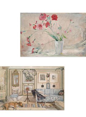 进口英国Rosenstiels画家Carl Larsson康乃馨经典名画装饰画