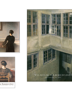 进口丹麦Posterland画家Vilhelm Hammershøi中古风原版装饰画