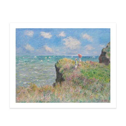 莫奈悬崖粉色风景经典名画