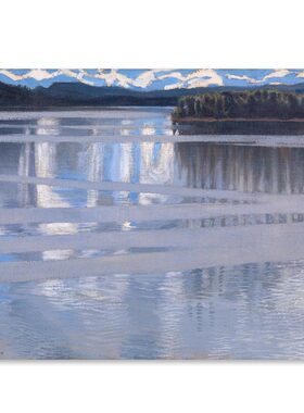 Akseli Gallen-Kallela凯特勒湖Lake Keitele蓝色风景简约装饰画