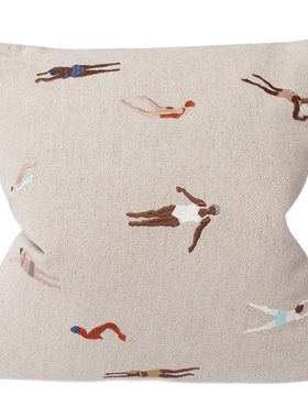 liveart进口瑞典Fine little day亚麻绣花ins靠垫抱枕套SWIMMERS