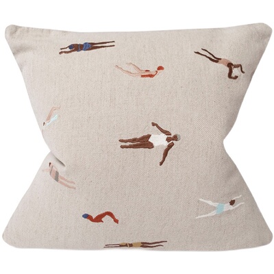 进口瑞典亚麻绣花ins风抱枕套