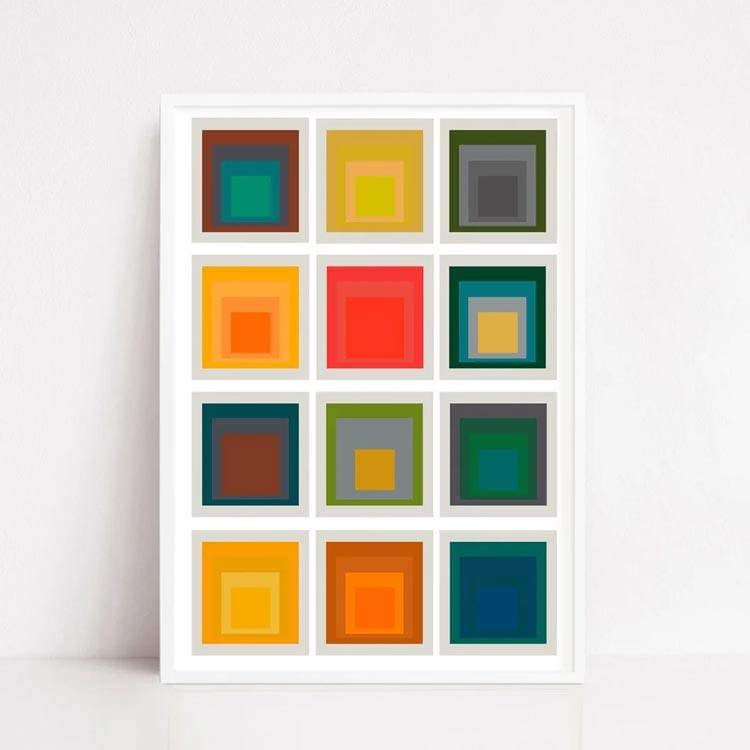 liveart美国艺术家josef albers 包豪斯现代简约色彩原版装饰画