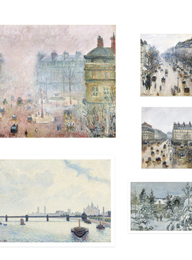 Camille Pissarro卡米耶毕沙罗法国粉色城市风景美式原版装饰画