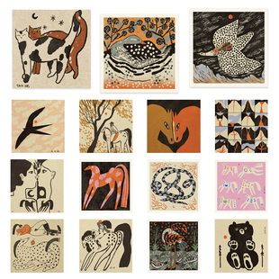 进口荷兰PSTR Eged马猫咪插图原版 装 饰画 Studio画家Eniko