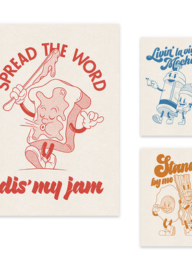 liveart 餐厅厨房复古风格插图原版装饰画LIVIN' LA VIDA MOCHA