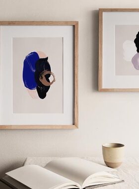 liveart独家*德国leemo 现代简约蓝色粉色抽象原版装饰画海报