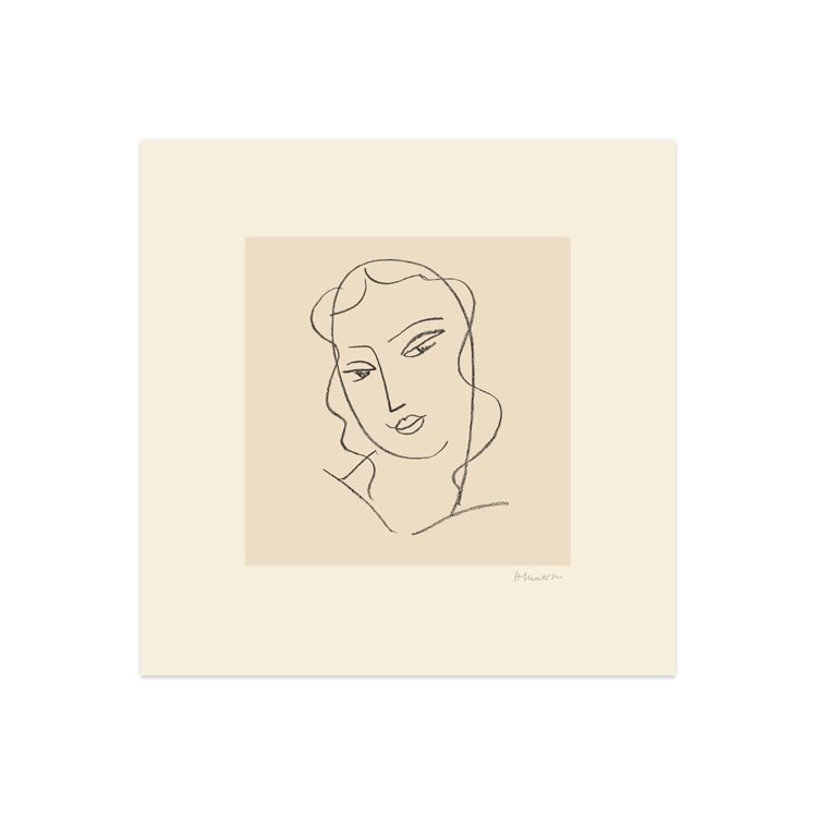 liveart马蒂斯Henri Matisse 简约线条少女脸颊原版装饰画face