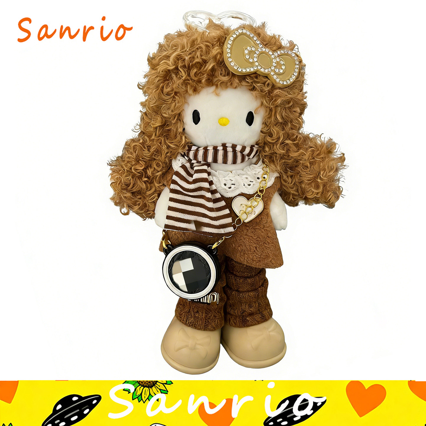 日本正版Hello Kitty棕色卷发毛衣毛绒假发凯蒂公仔包挂件小挂饰,服饰配件/皮带/帽子/围巾,包挂件,淘宝优惠券,粉丝福利购,淘宝优惠卷