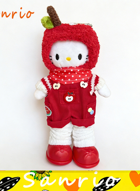 日本正版Hello Kitty红色苹果背带裤长腿kt公仔包挂件挂饰26新款