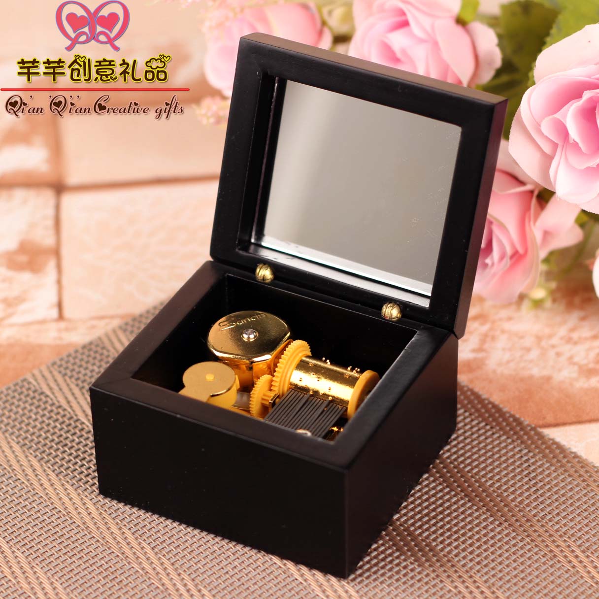 刻字八音盒实木发条复古音乐盒男女生日圣诞情人节闺蜜创意礼品