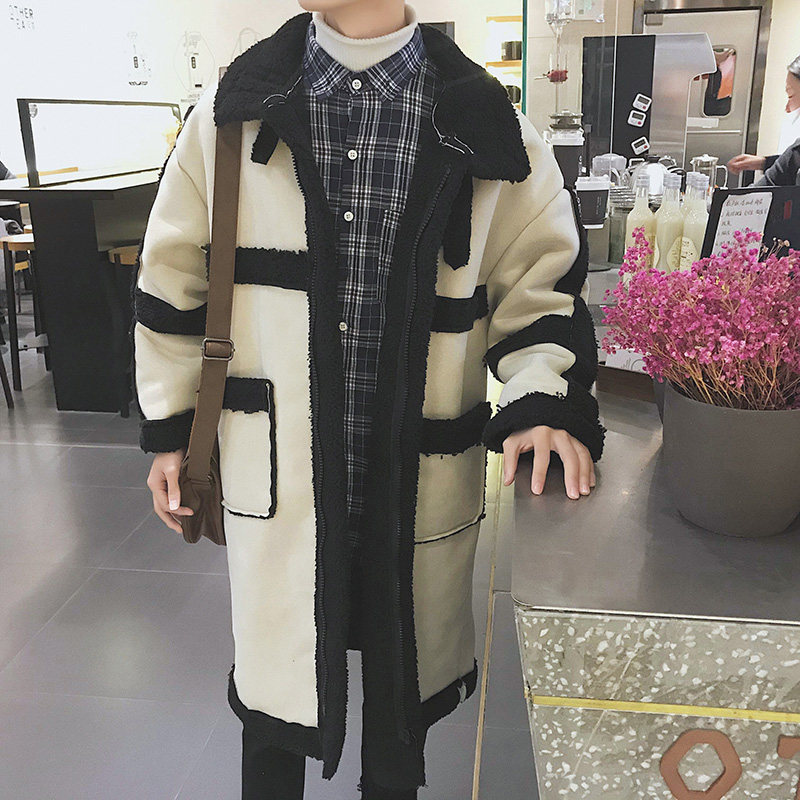 港风2026冬装男士加厚羊羔毛皮毛一体外套风衣mj096-p145,男装风衣,电商B288