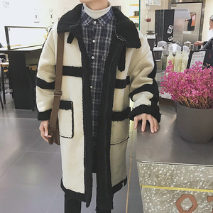 港风2026冬装男士加厚羊羔毛皮毛一体外套风衣mj096-p145,羊羔毛外套穿搭图片 一体图片