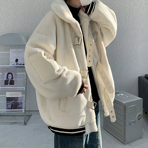 皮扣装饰重工加绒加棉仿兔毛棉服外套大码毛毛衣B288-MJ606-P155图片