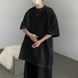 23清爽潮男痞帅垫肩短袖金属铆钉T显瘦恤上衣DX33-P58，男装T恤，电商B288