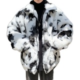 22新潮情侣奶牛纹仿皮草加棉保暖男士大码外套棉衣mj234-p150，男装棉衣，电商B288