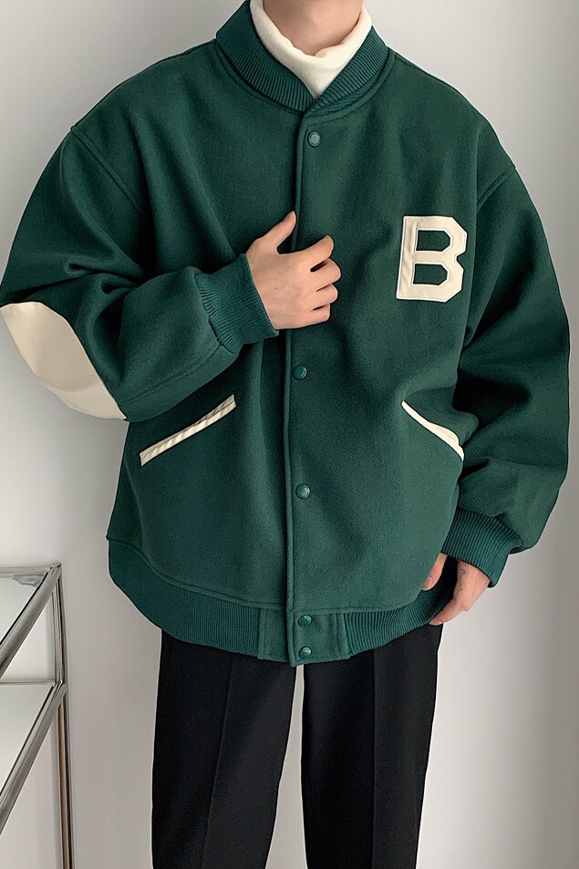 22秋冬新款男士上衣棒球服宽松毛呢潮流加厚夹克外套MJ678---P128,男装夹克,电商B288