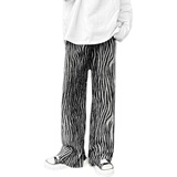 22夏款斑马纹潮流显瘦褶皱垂感男士休闲裤港风风开叉长裤ck96-p50，男装休闲裤，电商B288