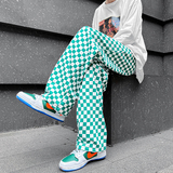 潮格子嘻哈休闲裤春夏薄款宽松ins风直筒棋盘格街舞裤子ck97-p50，男装休闲裤，电商B288