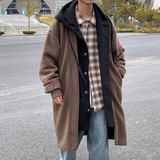 大码重磅羊羔毛假两件风衣拼接毛呢外套加棉保暖棉衣fy06-p155，男装风衣，电商B288