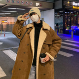 新麂皮绒羊羔毛皮毛一体加厚风衣复古长款大衣MJ516-P185，男装风衣，电商B288