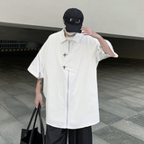 23新高品质金属拉链美式复古高街短袖设计感开衫外套DX41-P68，男装T恤，电商B288