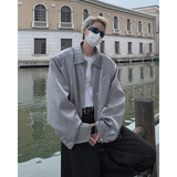 23秋季亮面垫肩男士夹克金属丝光酷帅风衣短款外套JK04-P138现货，男装夹克，电商B288