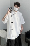 现货！25冰丝新中式垫肩盘扣短袖民风丝滑凉感半袖T恤DX32-P65，男装T恤，电商B288