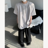 23夏重磅设计感小众金属贴标链条T恤垫肩男士短袖DX56-P65，男装T恤，电商B288