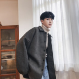 22秋冬人字纹港风学生毛呢大衣宽松大码外套b288-mj226-p125，男装毛呢大衣，电商B288