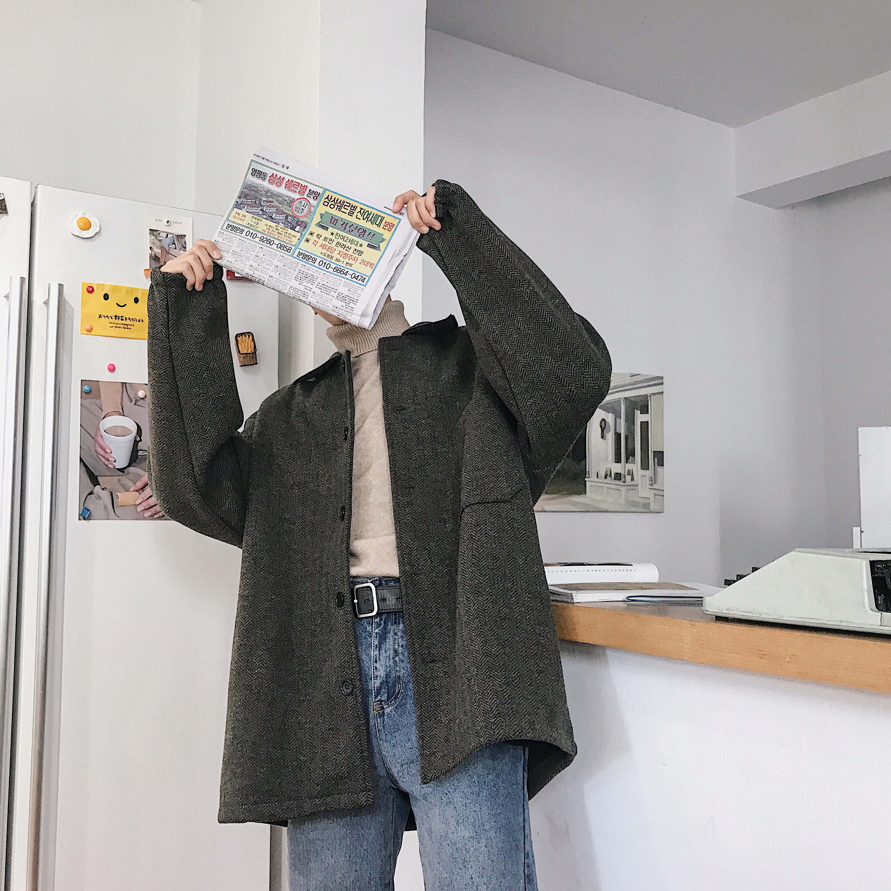 20年秋冬港风男女ins盐系外套毛呢夹克mj226,男装风衣,电商B288