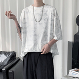 夏季港风潮牌字母涂鸦凉感印花冰丝短袖T恤男女情侣半袖tx09-p30，男装T恤，电商B288