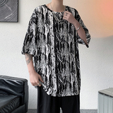 冰丝扎染印花T恤男短袖大码薄款宽松港风五分袖潮tx11-p30，男装T恤，电商B288