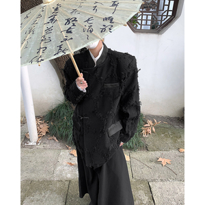 现货！25新中式潮盘扣肌理高级设计垫肩小众立领夹克xz36-p138图片