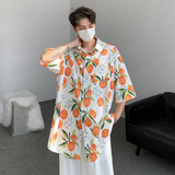 23新大桔大利夏冰丝丝滑花衬衫沙滩海边短袖男士大码T恤DX38-P45，男装T恤，电商B288