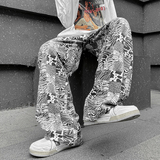 22夏款薄款顺滑韩港风复古宽松廓形裤子虎纹直筒休闲裤ck99-p55，男装休闲裤，电商B288