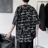 夏季港风潮牌字母涂鸦凉感印花冰丝短袖T恤男女情侣半袖tx09-p30，男装T恤，电商B288