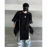 2025新男设计感拉链垫肩解构短袖T恤DX109-P85，男装T恤，电商B288