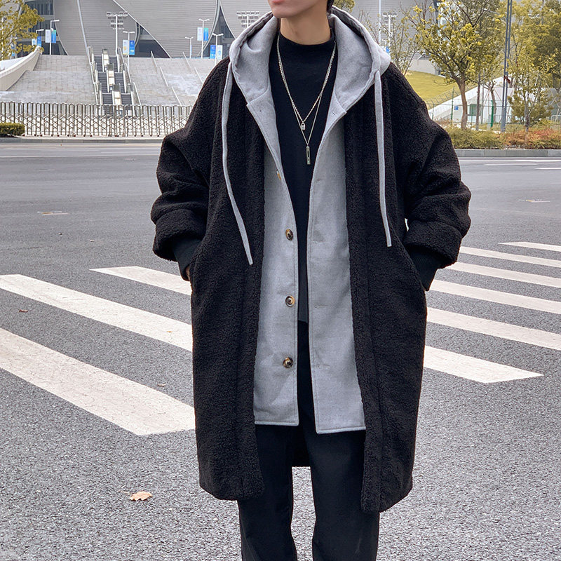 大码重磅羊羔毛假两件风衣拼接毛呢外套加棉保暖棉衣fy06-p155，男装风衣，电商B288