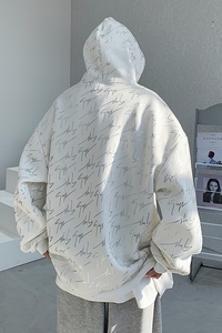 加绒加厚 复合加绒 欧美式嘻哈高级感连帽印花烫金卫衣 WY03-P78图片