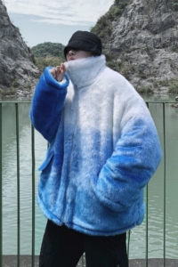 2026新款渐变色皮草大衣网红风保暖加厚棉服外套mj376-p165图片