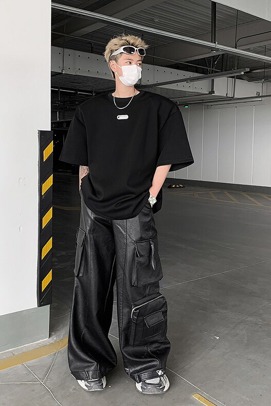 现货！25夏季男士设计感垫肩金属装饰铆钉T恤DX103-P58,男装T恤,电商B288