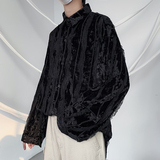 23春禁欲系蕾丝花边丝绒衬衫仙气上衣暗黑小众外套CS06-P88，男装衬衫，电商B288