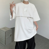 现货！25金属拉链垫肩短袖T恤男夏季宽松圆领大码半袖DX21-P58，男装T恤，电商B288