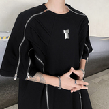 2025新男设计感拉链垫肩解构短袖T恤DX109-P85，男装T恤，电商B288