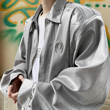 23秋季亮面垫肩男士夹克金属丝光酷帅风衣短款外套JK04-P138现货，男装夹克，电商B288