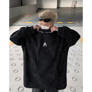 现货 25秋冬设计感拉链金属扣垫肩套头卫衣mj1032-p98图片