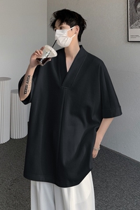 原创中式交领套头T恤改良汉服短袖冰丝仙气丝滑大码半袖DX15-p35图片